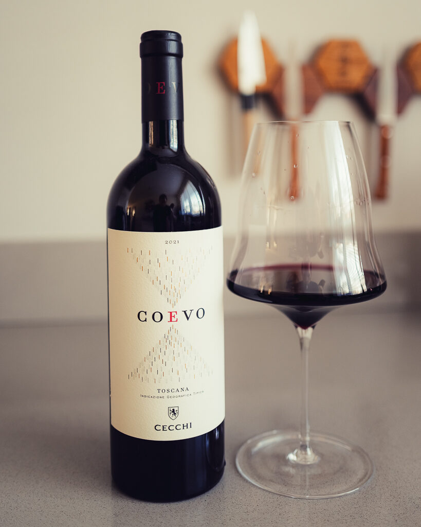 Fles Cecchi Coevo 2021 Toscaanse rode wijn Sangiovese Merlot blend
