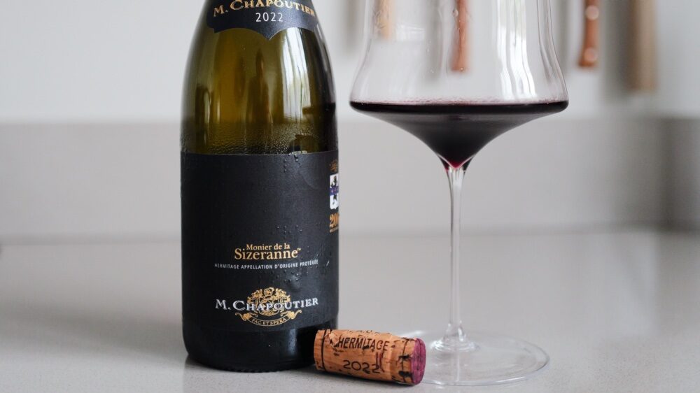 Fles Chapoutier Monier de la Sizeranne Hermitage met braille-etiket