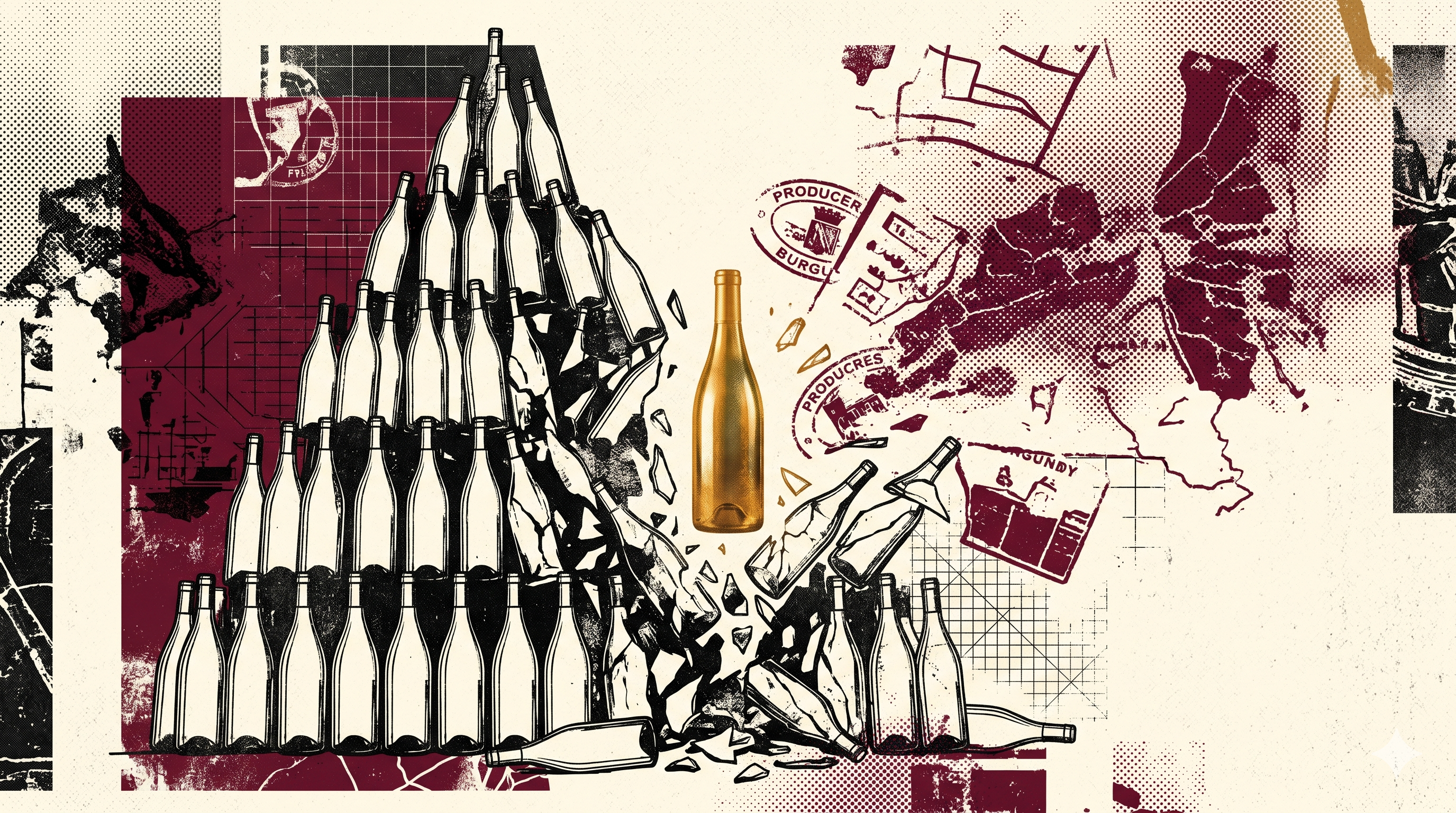 Glas witte Bourgogne Blanc wijn met Bourgondisch wijngaard landschap op de achtergrond